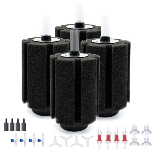 ALEGI 4pcs Large Aquarium Sponge Filter with Suction Cups, Check Valves for Breeding Fry Betta Shrimp Fish Tank ((Upgrade) 80-150 Gal 4 Pcs) - size: (Upgrade) 80-150 Gal 4 Pcs