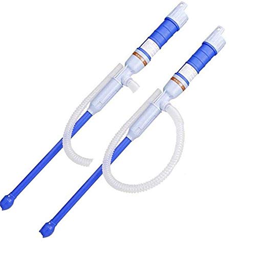 2 Pack Battery Powered Water Diesel Gas Oil Transfer Pump Portable Hand Held Electric Plastic Liquid Pumping Manual Sucker Pump for Fuel,Oil,Water,Gas,Fish Tank (2 Pack Blue)