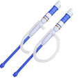 2 Pack Battery Powered Water Diesel Gas Oil Transfer Pump Portable Hand Held Electric Plastic Liquid Pumping Manual Sucker Pump for Fuel,Oil,Water,Gas,Fish Tank (2 Pack Blue)