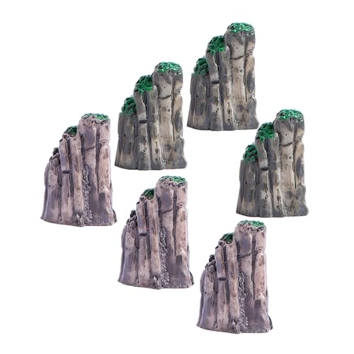 MERRYHAPY 6pcs Mini Rockery Statues for Garden Fairy Fish Tank Decor Mushroom House Landscape Accessories