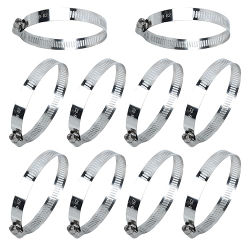 10Pcs Narrow Band 12mm Steel Adjustable Hose Clamp Hoop 59-82mm HC59-82/12 (59-82mm) - size: 59-82mm