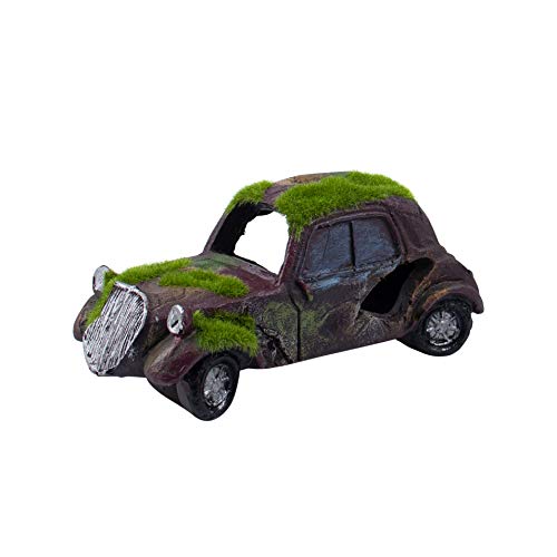 AUEAR, Aquarium Resin Car Ornament Truck Fish Tank Decorations Imitation Wreck Decor with Flocking Moss