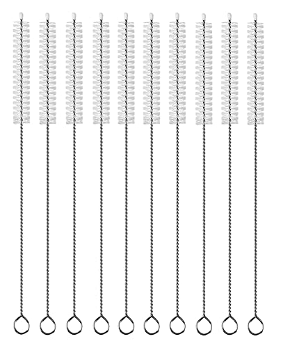 Long Straw Cleaner Brush Extend 10 inch, Wide 10mm diam Pipe Cleaners, Long Brush for Sippy Cup, Water Bottle and Tubes, Drinking Straw Cleaning Brush Set 10 Pack