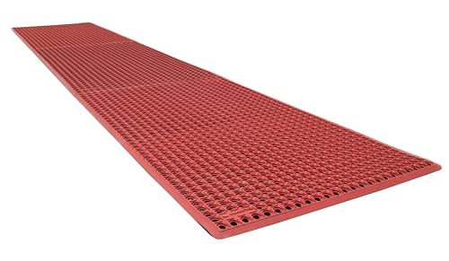 Rhino Mats, K-Series Comfort Tract Anti-Fatigue Drain-Thru Beveled Floor Mat, Drainage Non-Slip Grease-Resistance for Kitchen, Restaurant, Pool, Gym, Bar or Patio (Terra Cotta, 3' x 15' x 0.5") - size: 3' x 15' x 0.5" Terra Cotta