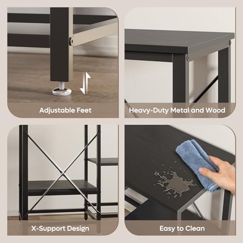 Bestier 10 Gallon Fish Tank Stand with Power Outlet, 20.3x10.6 Metal Aquarium Stand with Filter Storage, 6-Leg Reptile Tank Stand with 3-Tier Adjustable Storage Shelves, 264LBS Capacity，Black Oak - color: Black, size: 5-10 Gallon
