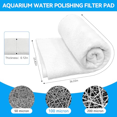 Aquarium Polishing Filter Pad, 100 Micron Water Polishing Pad for Aquarium Fish Tank Filter - Aquarium Filter Floss Media Pad Cut-to-Fit Ponds & Sumps For Crystal Clear Water (36" X 24"，1 Pack)