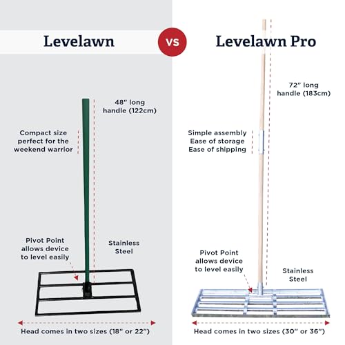 Standard Golf Levelawn Tool – 18 Inch Lawn Leveling Rake With 48 Inch Handle | Effortlessly Level Golf Courses, Lawns, & Gardens | Easy Assembly, Durable Stainless Steel Tray | Perfect For At Home Use - style: 18"