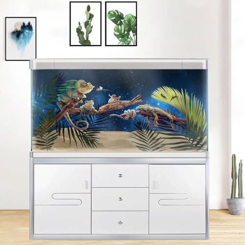30X18IN Starry Aquarium Background, Art Starry Fish Tank Decorations Background, with 8 EVA Double-Sided Tape - color: Star, size: 30X18in/75X45cm