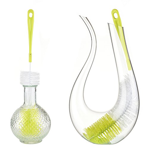 ALINK 3-Pack Long Narrow Neck Bottle Cleaning Brush for Beer, Wine, Flask, Thermos, Sport Well, Brewing Bottle and Hummingbird Feeder and Long Narrow Neck Sport Bottles - color: Ligth Green