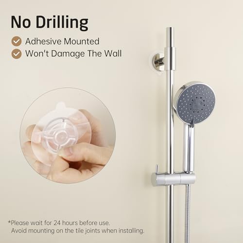 KES No Drill 30-Inch Shower Slide Bar with Adjustable Handheld Shower Head Holder, Self Adhesive, Universal Fit, SUS304 Polished Stainless Steel Drill-Free for Bathroom, F209S78DF-PS - color: Polished Finish, style: 30.7-Inch+Self-adhesive Mounted
