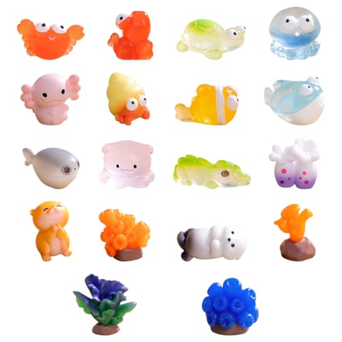 18 Pieces Fish Tank Decorations Ocean Animals Coral Aquarium Ornaments Decoration Aquarium Reef Ornament for Aquarium Tank Decorations Miniature Moss Landscape DIY (18 PCS) - color: 18 Pcs