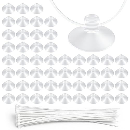 50 Pcs Suction Cup Clips,25mm Aquarium Suction Cups for Tubing,Aquarium Suctions Cup Clips and 50 PCS Adjustable for Air Tubes, Moss, Fish and Shrimp Nests, Plants