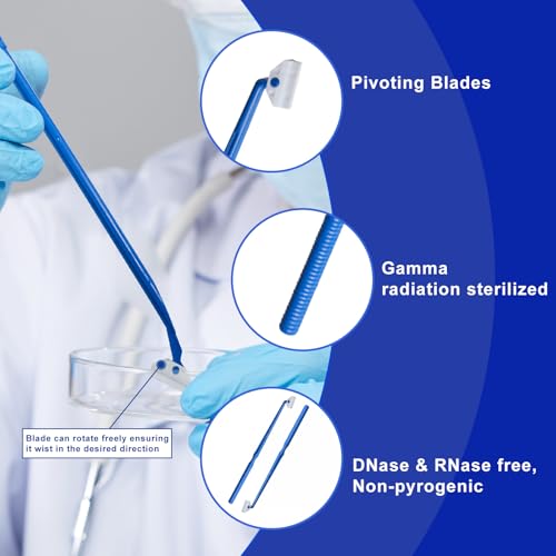 Biologix 100PCS Cell Culture Scraper, Multi-Position 18cm Handle Cell Scraper, Sterile, Individually Packaged, Polyethylene, Non-Pyrogenic - size: 18cm length
