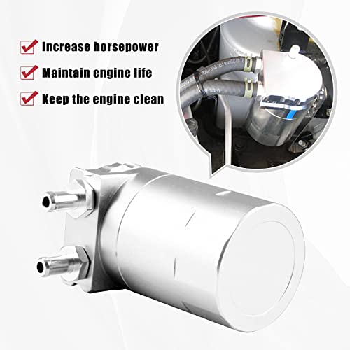 RULLINE Universal 350ml Reservoir Tank Oil Catch Can Tank 0046 Aluminum Polish Baffled Reservoir with Bracket Silver - color: Silver, size: Upgraded version with bracket