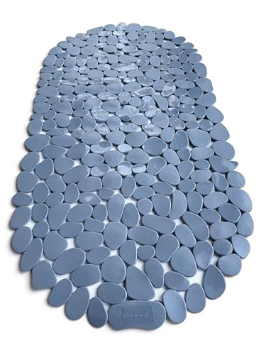 “Pebbles” Non-Slip Bathtub & Shower Mat 27”x14” Oval - Non-Toxic - Safe, Clean, Machine-Washable, Superior Grip & Drainage, Vinyl, for Smooth Floors ONLY, Opaque Gray - color: Opaque Gray (Grey), size: 27" x 14" (Oval)