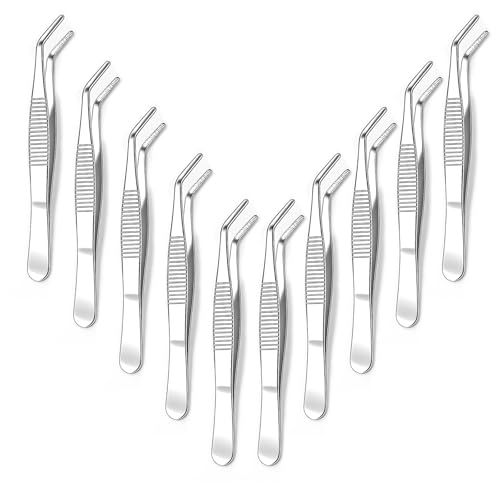 10Pack Stainless Steel Tweezers with Curved Tip Curved Serrated Tip Multipurpose Forcep for Craft, Sewing Machine, DIY Crafts, Jewelry Making, Electronics Repair, Precision Work & Hobby Project - color: Stainless Steel Tweezers 10pcs