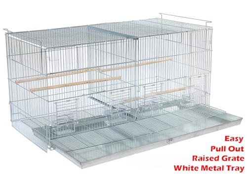 Large No Rust Stainless Galvanized Zinc Stackable Breeder Bird Flight Cage Side Breeding Nest Door with Removable Divider 30"x11"x15"H - color: Galvanized Zinc