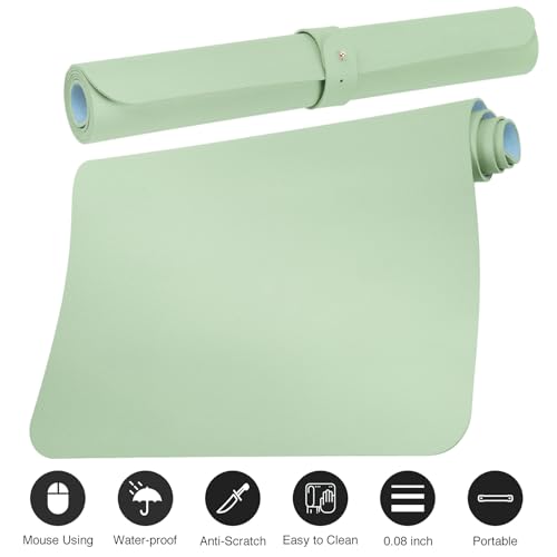 Boutilon Leather Desk Pad Protector,Non-Slip Mouse Pad,Laptop Desk Pad,Office Mouse Mat,Waterproof Leather Desk Blotter,Desk Writing Pad for Office and Home (S-Green,24"x 14") - color: Green, size: S 24" x 14"