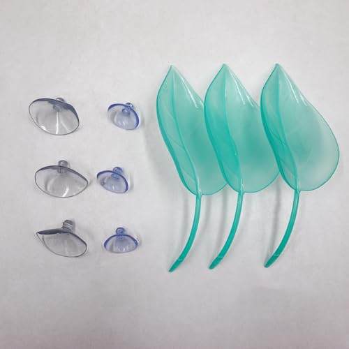 3 Pack Plastic Leaf Decorations with Suction Cups, Frog Habitat Platform, Reptile Decorations for Terrarium, Tank Terrarium Accessories for African Dwarf, Toad - color: Light Blue