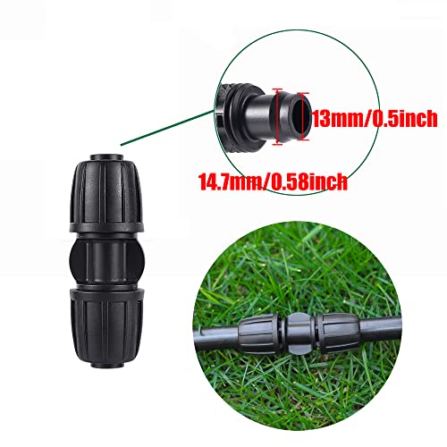 10 Pack 1/2 Inch Drip Irrigation Coupling Connectors (1/2" ID x 0.65" OD) - 1/2'' Drip Line Anti-Drop Barbed Locked Straight Connectors for 1/2 Inch Drip Tubing Garden Irrigation System - size: 1/2 inch Coupling