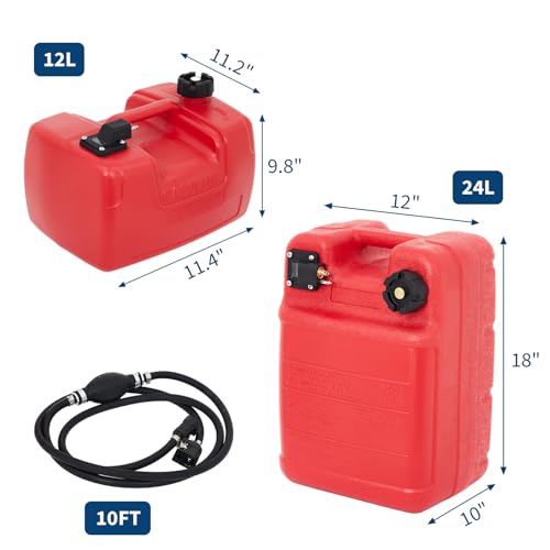 3 Gallon Marine Portable Tank, 12 L Boat Marine Tank, Marine Transfer Tank with Hose, I-Shaped Handle - size: 12 L