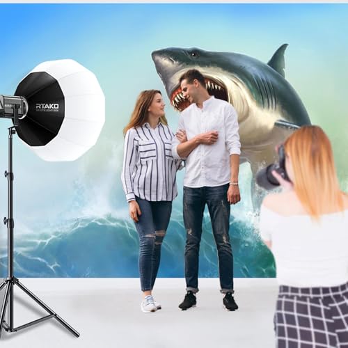 7x5ft Fabric Shark Theme Backdrop Blue Ocean Emerging White Shark Animal Photography Background Aquarium Kids Party Decorations Photo Banner Photo Shoot Props - size: 7x5 FT
