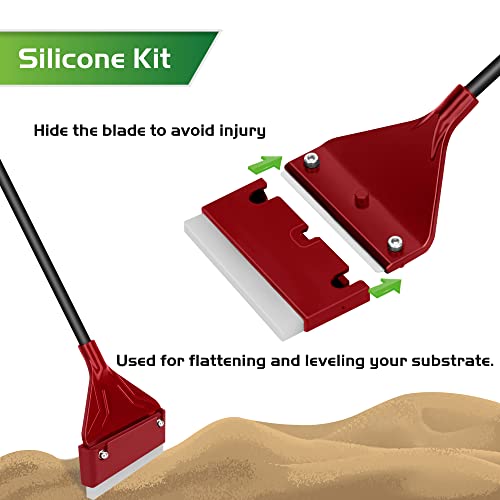 16.5’’ Professional Algae Scraper, Aquarium Blade Cleaner with 10 Pcs Replaceable Blades Stubborn Algae, Suitable for Water Tank Size Under 28 Gallons - color: Red, size: S