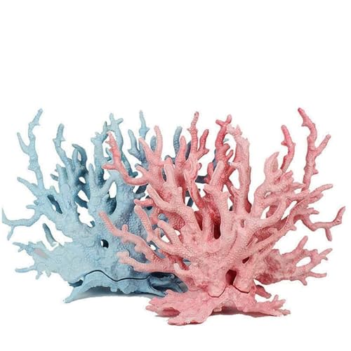 kathson Aquarium Coral Decor Fake Coral Ornaments Small Fish Tank Resin Decorations (Pink and Blue, 2 Pack) - size: 2PCS,Pink+Blue