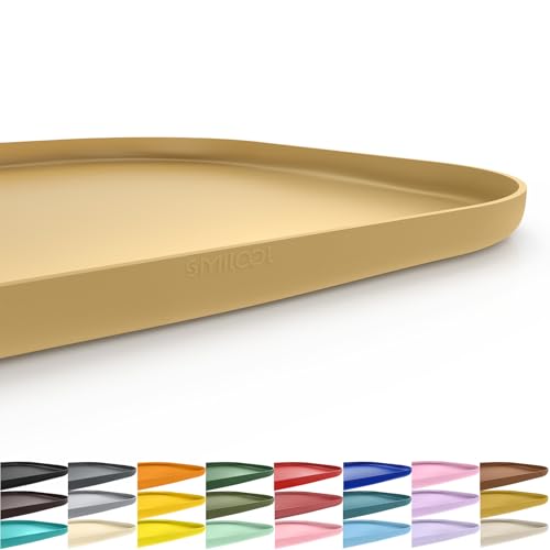 SMILOOL Silicone Pet Food Mat with Raised Edge for Food and Water Bowl, Dog Feeding Mats, Cat Food Trays for Floor Waterproof, Rubber Tray for Dogs and Cats, 19 x 12 x 0.7 Dark Beige - color: Dark Beige, size: 19"L x 12"W