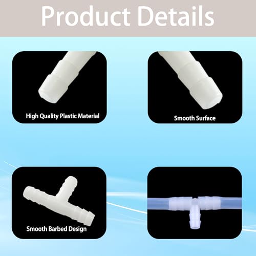 10PCS Plastic 3/8" Hose Barb T Shaped Tee Type 3 Way Equal Barbed Fitting Joint Splicer Mender Union Adapter for Aquarium Air Line Tube - size: 3/8 Inch