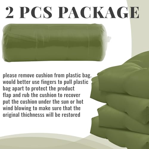 Geelin 2 Pcs Outdoor Patio Chair Cushion Thick High Back Adirondack Chair Cushion Tufted Weather & Fade Resistant Anti-Slip Outside Rocking Chairs Pads with Ties, 44 x 19 x 4 Inch (Moss Green) - color: Moss Green