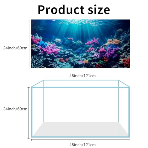 COMSUN 3 Pack Aquarium Background, 48x24 inches Polyester Aquarium Background, Cloth Fish Tank Background, Undersea Corals Sunshines & Rock Aquatic Plants - size: 48x24 Inch