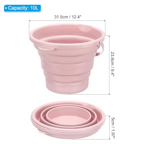 PATIKIL Collapsible Bucket 10L/2.6Gallon, Small Foldable Bucket Portable Plastic Round Tub for House Cleaning Car Washing Camping Fishing, Light Pink - color: Nordic Pink, size: 10L/2.6Gallon