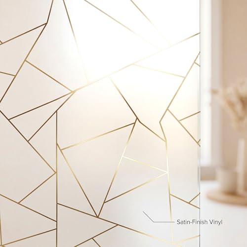 Privacy Window Film White Irregular Geometry No Glue Glass Sliding Door Tints Static Cling Covering Contact Paper Decals,UV Rejection/Heat Control/Easy Removable Stickers for Home Office,35x157 in. - color: Triangle White, size: 35''x157''