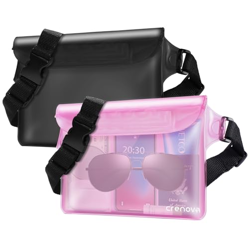 Waterproof Fanny Pack for Women, Waterproof Pouch for Phone Passport Purse, Beach Accessories Dry Bag, Floating Water proof Bags for Cruise Ship Travel Water Park Boating Fishing Diving Kayaking Pool - color: Red & Black