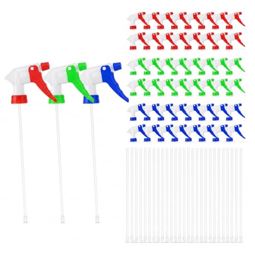 60 Pcs Spray Nozzles for Bottles, 3 Color 28/400 Spray Bottle Sprayer Replacement with Tubes and Filter Screens for Cleaning, Salon, Garden Refills - color: Red, Green, Blue (3 color)