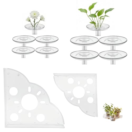 10 Pcs Creative Floating Floral Arrangement Holder,2pcs Aquarium Plant Holder 2025 Innovative Floating Flower Display Stand Clear Acrylic Floating Flower Bowl Stem Holder for Fish Tanks Table Hom Decor