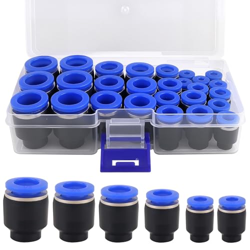 36PCS Push-to-Connect Air Line Fitting Plug, Kalolary Quick Connect End Plugs Brake Line Plug Air Hose Fittings Quick Cap Plugs Fitting for 1/8" 5/32" 1/4" 5/16" 3/8" 1/2" OD Tube
