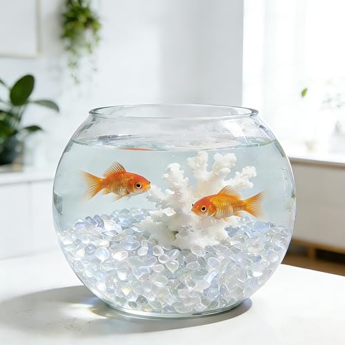 QYGL 0.55LB White Clear Glass Pebbles, Tumbled Sea Glass Stones for Vase Fillers, Fish Tank Gravel, Aquarium Rocks, DIY Crafts, Plant Pots, Wedding & Home Decor, Transparent Glass Gemstones - color: White