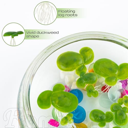 Framendino, 36 Pack Artificial Mini Duckweed with Root Plastic Floating Fish Plants for Aquarium Tank Decor - size: 36 Pack