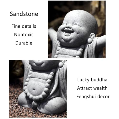 OwMell Japanese Jizo Monk Statue, Buddha Jizo Figurine Memorial Aquarium Statue Ornament - Laughing Buddha - color: Laughing Buddha