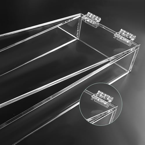 6 Pcs Self-Adhesive Clear Plastic Hinges 65x40mm Acrylic Small Hinges for Crafts Aquarium Lid Hinge Clear Foldable Hinge Tools for Cabinet Glass Furniture Display Stand