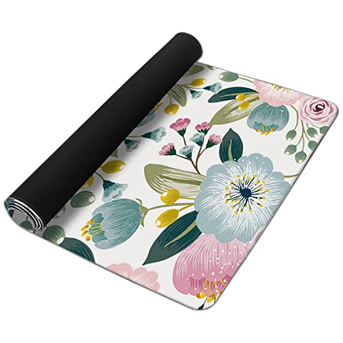 Lovely Floral with Spring Flowers Extended Gaming Mouse Pad Large Desk Mat with Non-Slip Rubber Base and Stitched Edges,Keyboard Mouse Mat Desk Pad for Work,Game,Office,Home 35.4 * 15.7 Inch - color: Lovely Floral With Spring Flowers