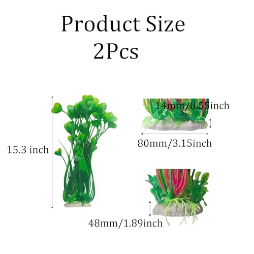 2Pcs Plastic Fish Tank Plants, Extra Large Artificial Aquarium Plants, Tall Seaweed Decorations, Realistic Aquatic Decor for Freshwater and Saltwater Aquarium(Green)