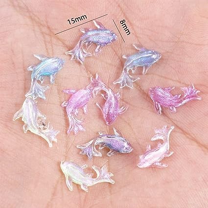 100 Pcs Cute Mini Shiny Resin Goldfish Figurines - Fairytale & Outdoor Statues Mix Colors
