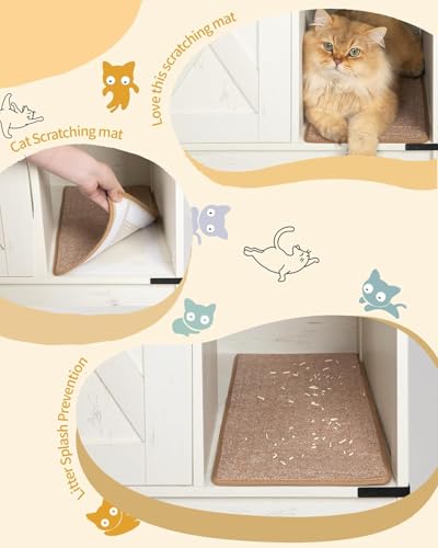 Hzuaneri Cat Litter Box Enclosure, Hidden Litter Box Cabinet Furniture with Bell, Indoor Cats House, Farmhouse Style, 31.5 x 19.7 x 20.9Inches, for Hallway, Bedroom, Rustic Brown and White CB82414X - color: Rustic Brown and White, size: 31.5"L x 19.7"W x