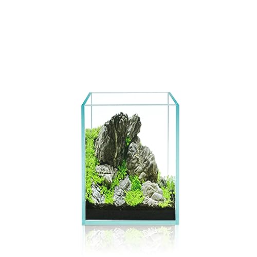 Nano Tall Rimless Frameless Extra Clear Glass Aquarium, Low Iron Glass Tank, 5mm Glass, White Leveling Mat Included, w/Lids Options - size: 1.2 GAL 5.9x5.9x7.8 in
