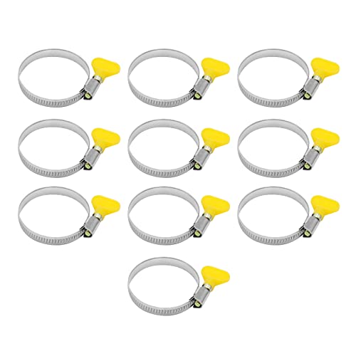 10-Pack Stainless Steel Hose Clamp 1.25" to 2", Butterfly Thumb Screw Hose Clamps Yellow Key-Type Adjustable Clamps, 32-50 mm (1-1/4" to 2"), 9mm Bandwidth for Plumbing Automotive - color: Yellow (32-50mm)