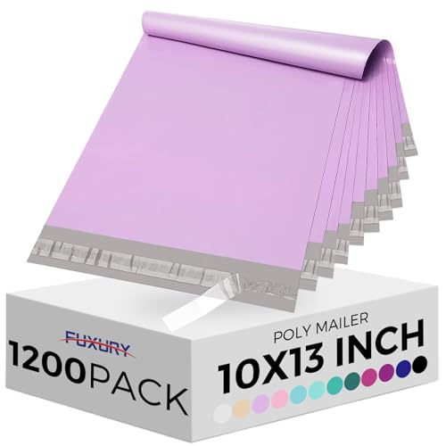 Fuxury Poly Mailers 10x13 Inch 1200 Pcs, Bulk Shipping Bags for Clothing, Strong Adhesive Shipping Envelopes for Small Business Suppliers,Waterproof Mailers Poly Bags Mailing Envelopes Light Purple - color: Light Purple, size: 10x13" 1200pcs
