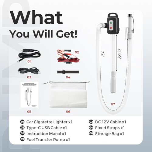 Rechargeable Fuel Transfer Pump with Auto Stop Sensor, Fast 3.2 GPM Flow Gas Can Pump Portable Fuel Pump, Lithium-Ion Battery Gas Transfer Pump for Gasoline, Oil, Diesel, Gifts for Men Fathers Day